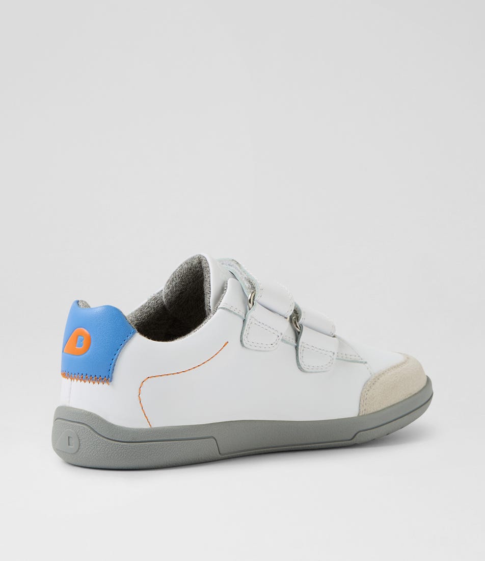 Bobux KP Blaze White Azure Leather Suede Sneakers