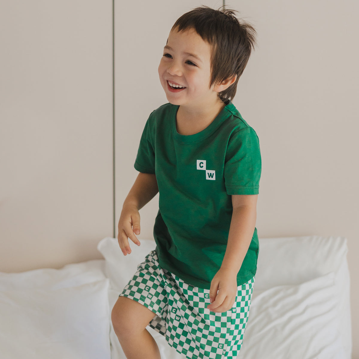 Crywolf Short Sleeve Sleep Set - Sea Green Check