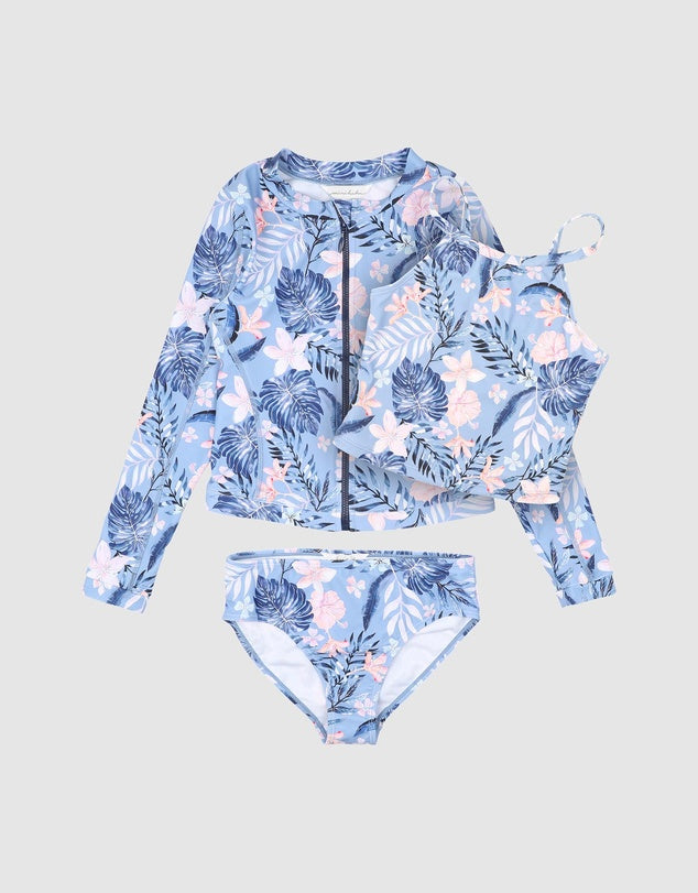 Minihaha Skyler Print 3pc Swim Set Blue in Multi