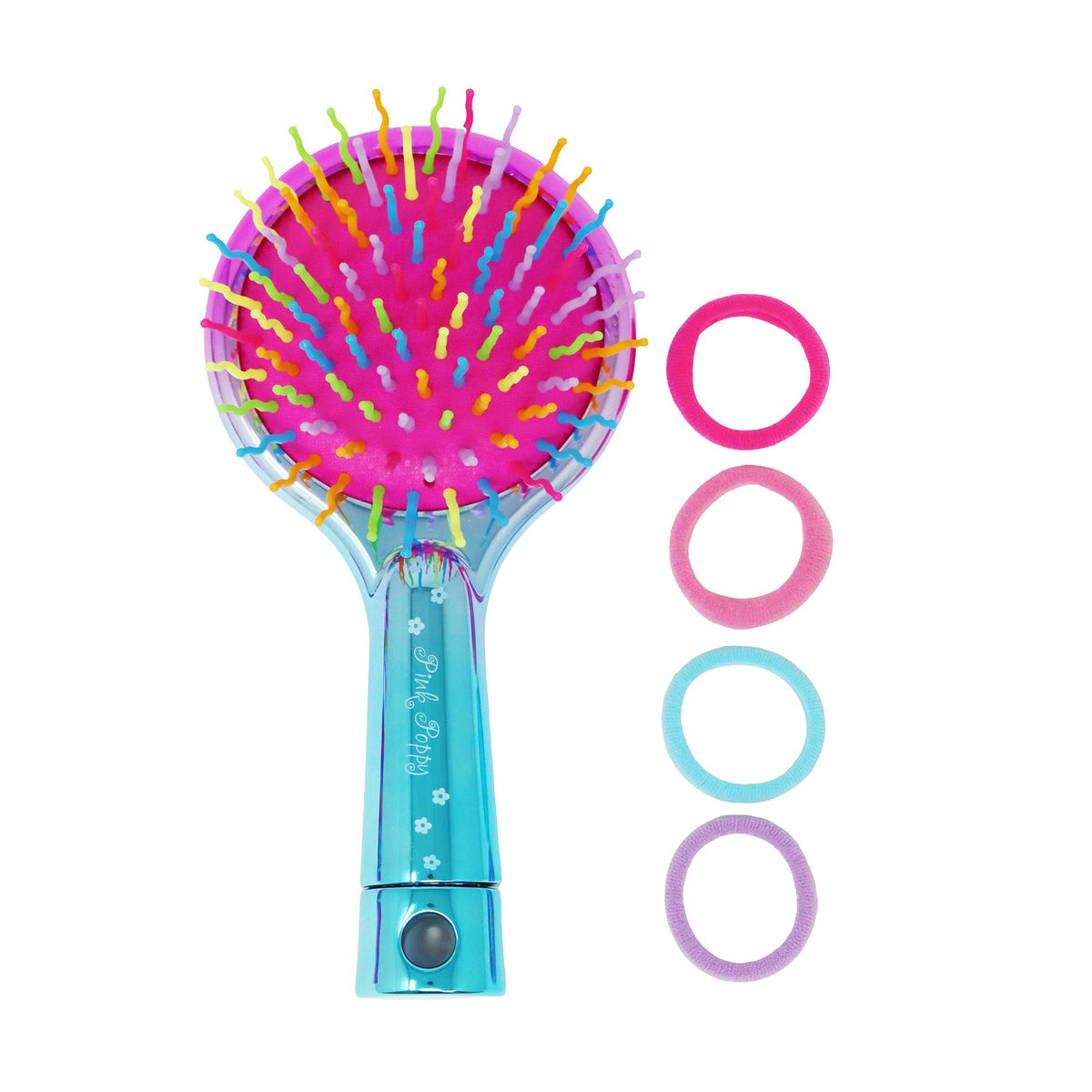 Pink poppy Hairbrush and Mirror with hair ties