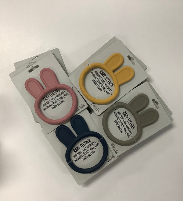 ES kids Baby teether silicone bunny ring