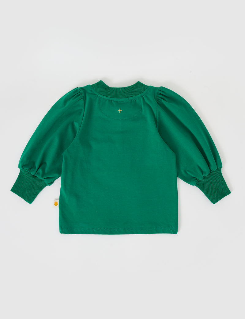 Goldie & Ace Eden Embroidered Puff Sleeve Top in Bottle Green