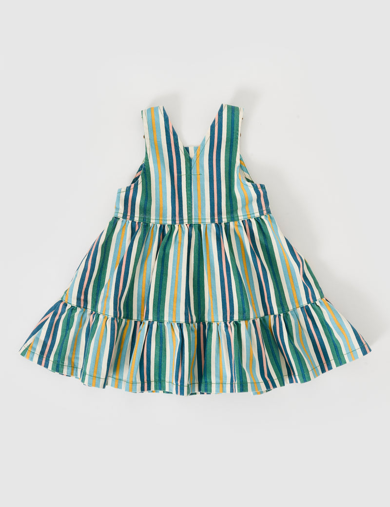 Goldie & Ace Tully Tiered Pinafore Dress Stripe Evergreen Stripe