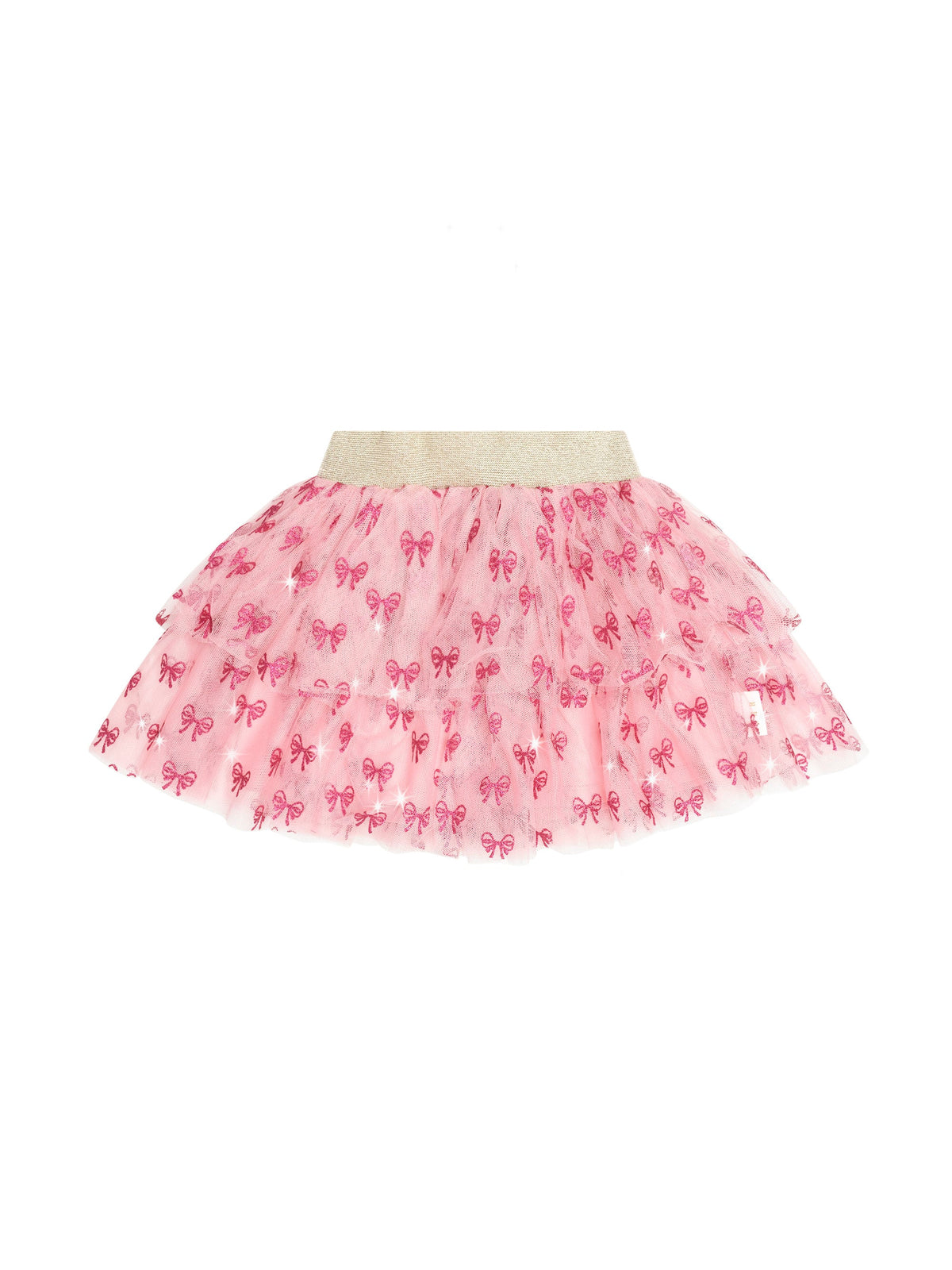Huxbaby Glitter Bow Tiered Skirt - Vintage Pink