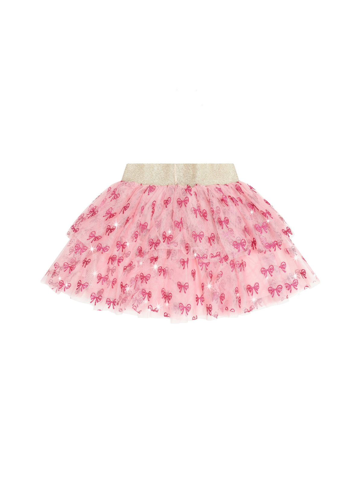 Huxbaby Glitter Bow Tiered Skirt - Vintage Pink