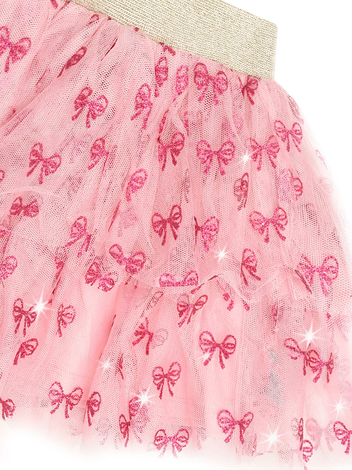 Huxbaby Glitter Bow Tiered Skirt - Vintage Pink