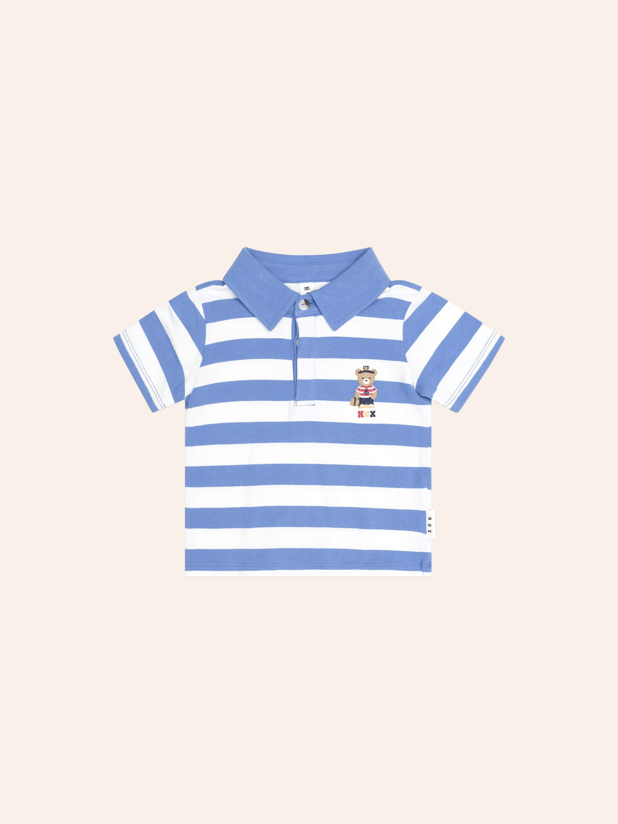Huxbaby Nautical Stripe Standing Hux Polo - Nautical/Almond Milk