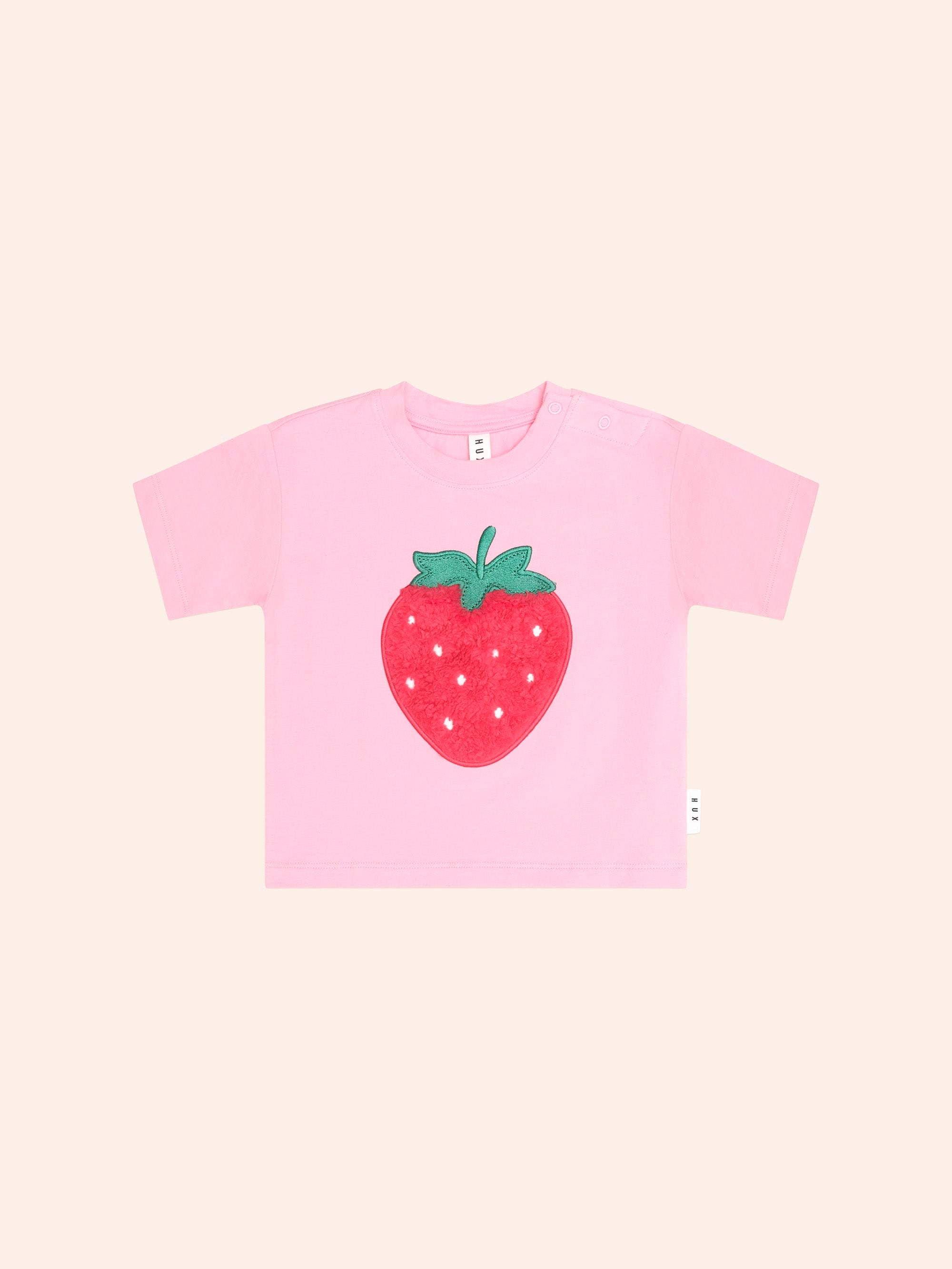 Huxbaby Furry Strawberry Slouchy Tee - Strawberry Crème