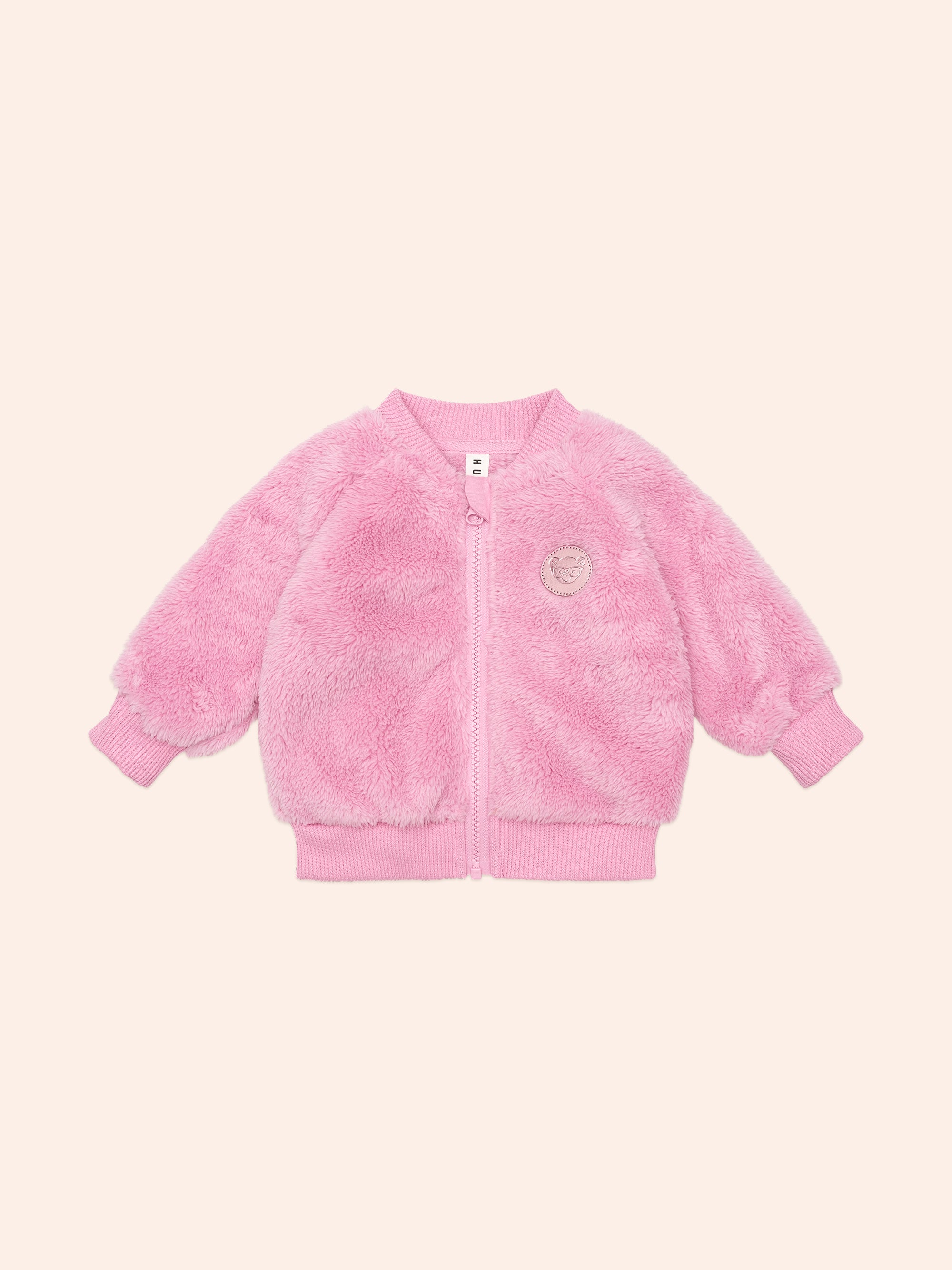 Huxbaby Gem Bunny Fur Jacket Peony in Pink