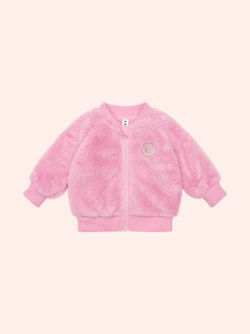 Huxbaby Gem Bunny Fur Jacket Peony in Pink