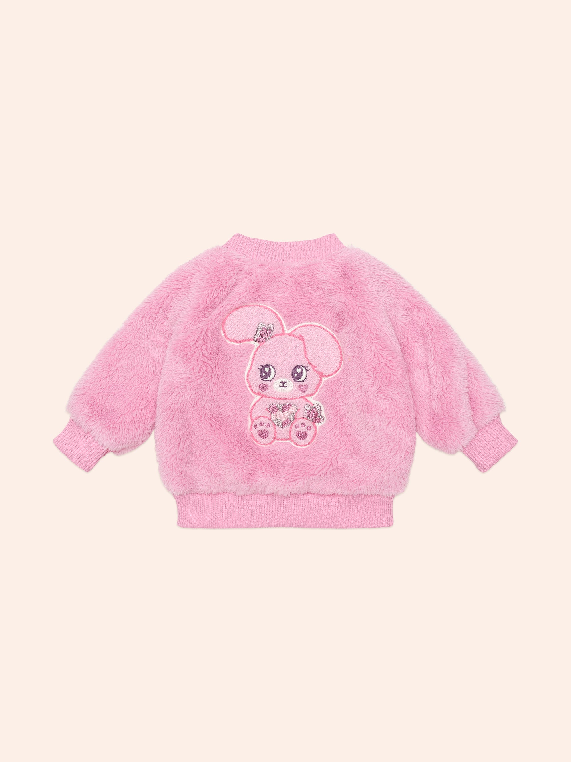 Huxbaby Gem Bunny Fur Jacket Peony in Pink