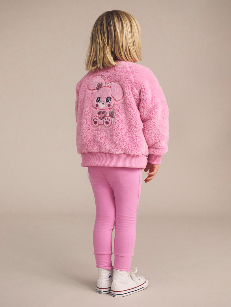 Huxbaby Gem Bunny Fur Jacket Peony in Pink
