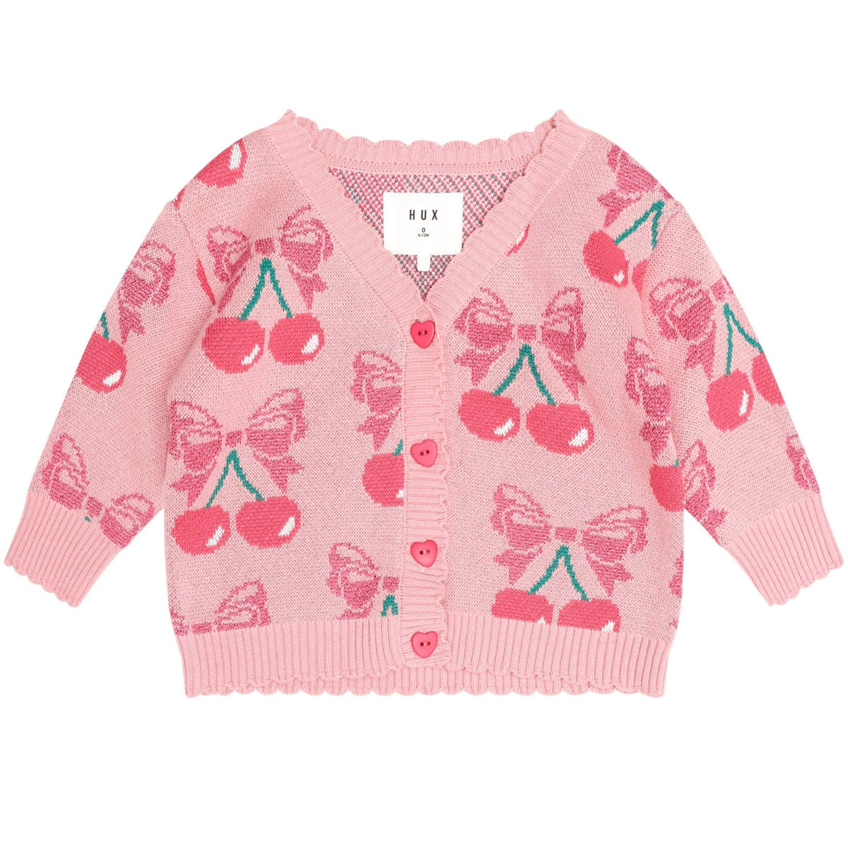 Huxbaby Cherry Bow Cardi - Vintage Pink