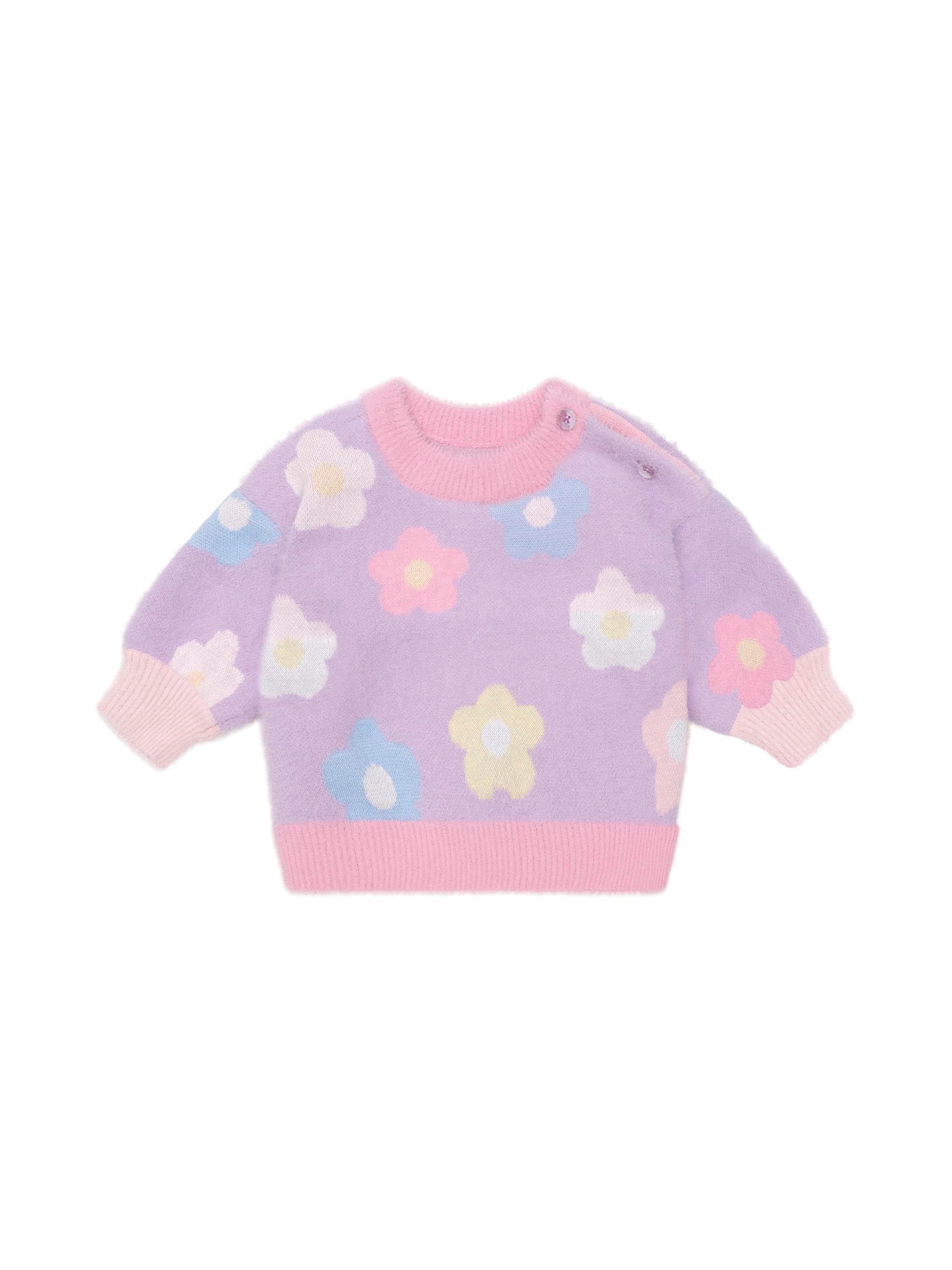 Huxbaby rainbow daisy jumper in multicolour