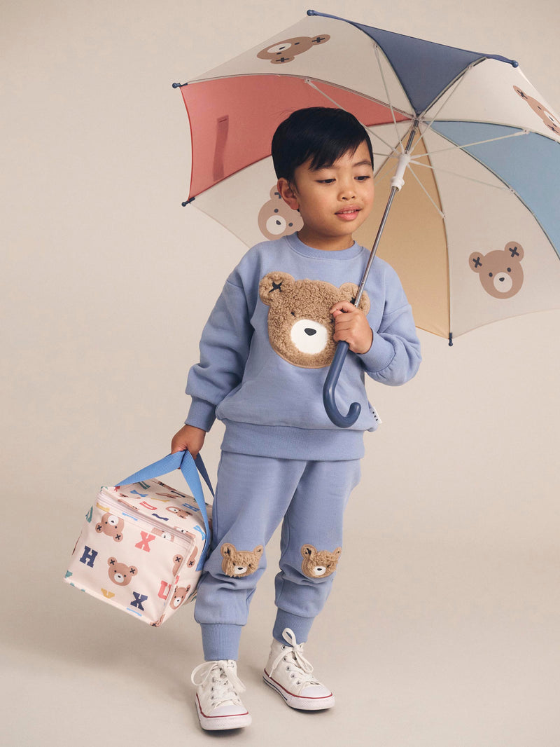 Huxbaby Stone Blue Furry Huxbear track pant in blue