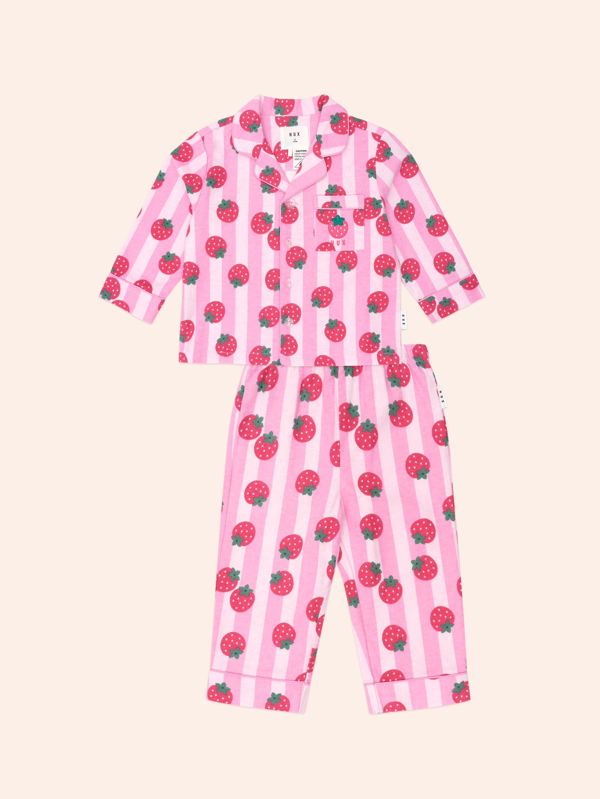 Huxbaby strawberry fields forever stripe flannel pjs