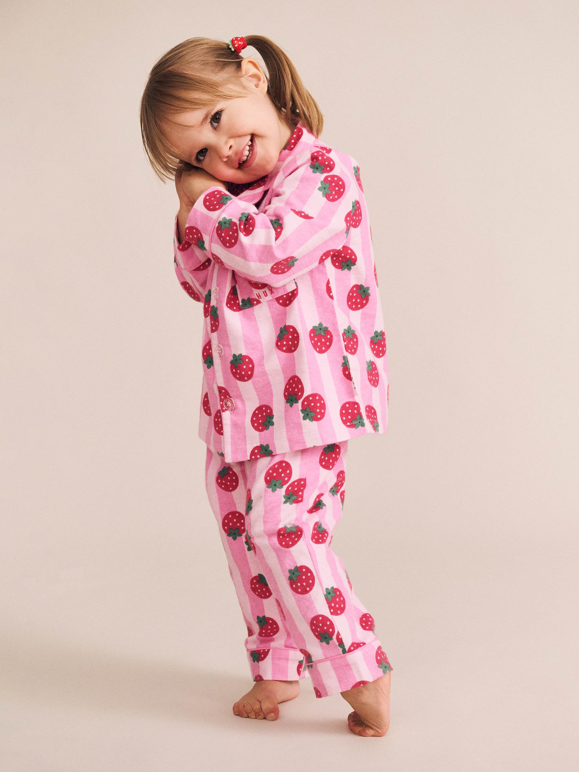 Huxbaby strawberry fields forever stripe flannel pjs