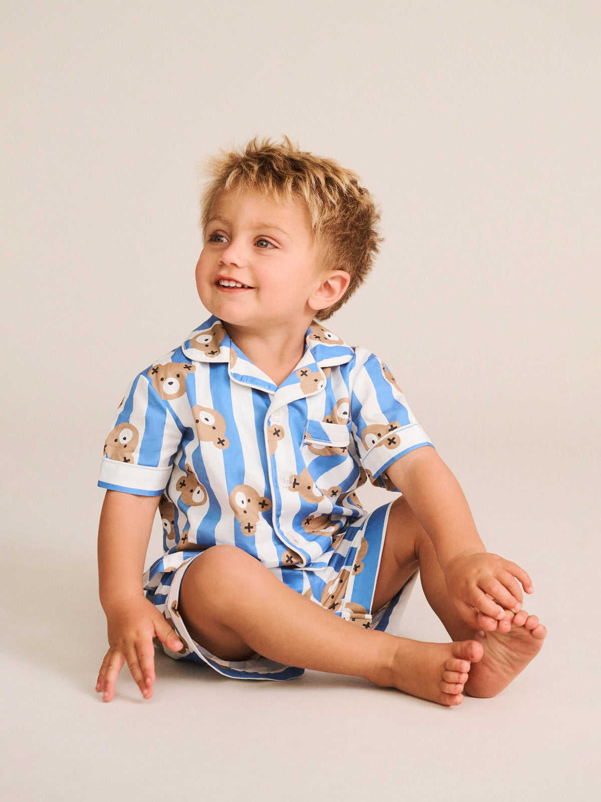 Huxbaby Nautical Huxbear Stripe PJs - Nautical/Almond Milk