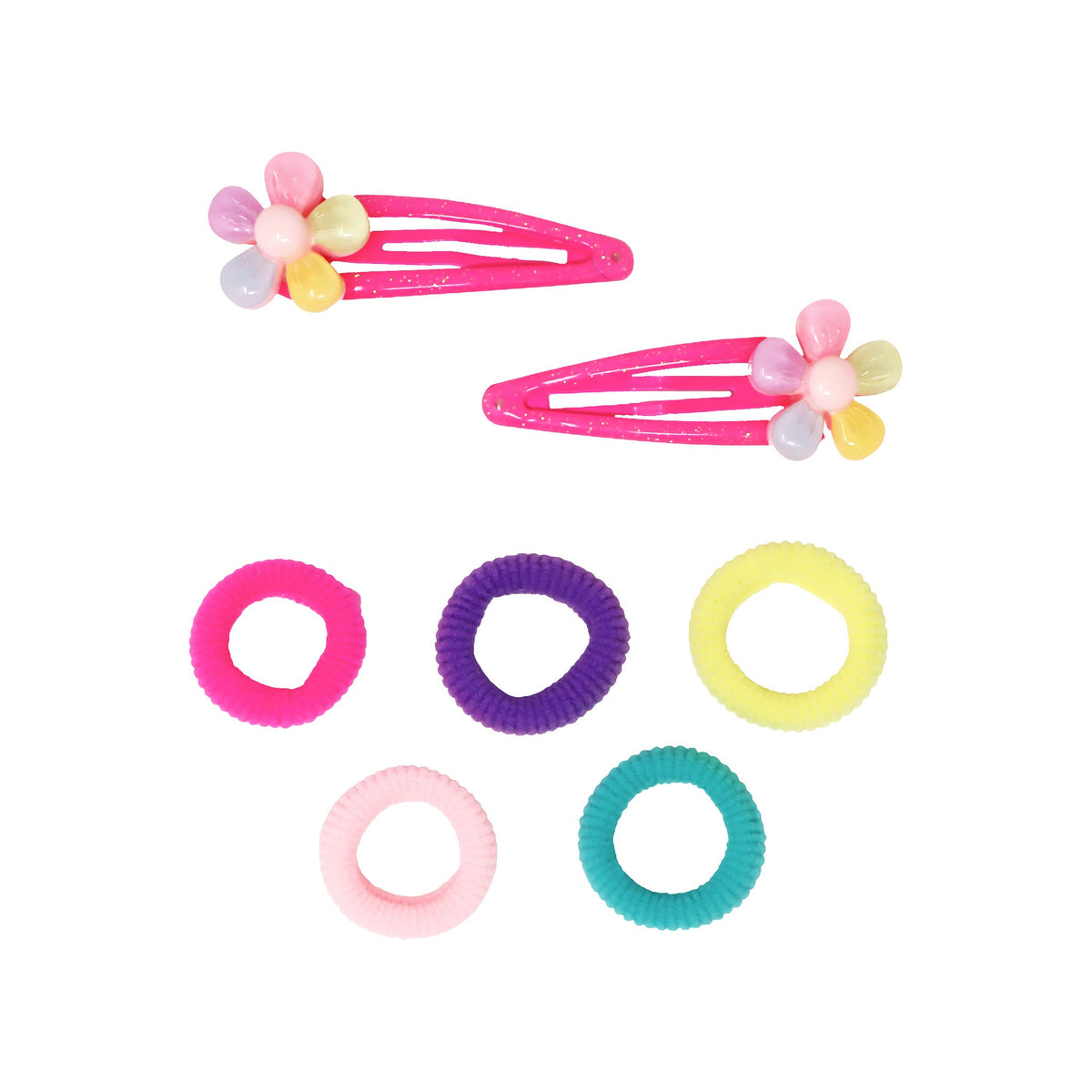 Pink Poppy Pom Pom Hair Clips & Elastics
