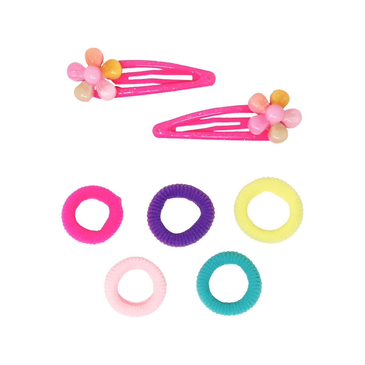 Pink Poppy Pom Pom Hair Clips & Elastics