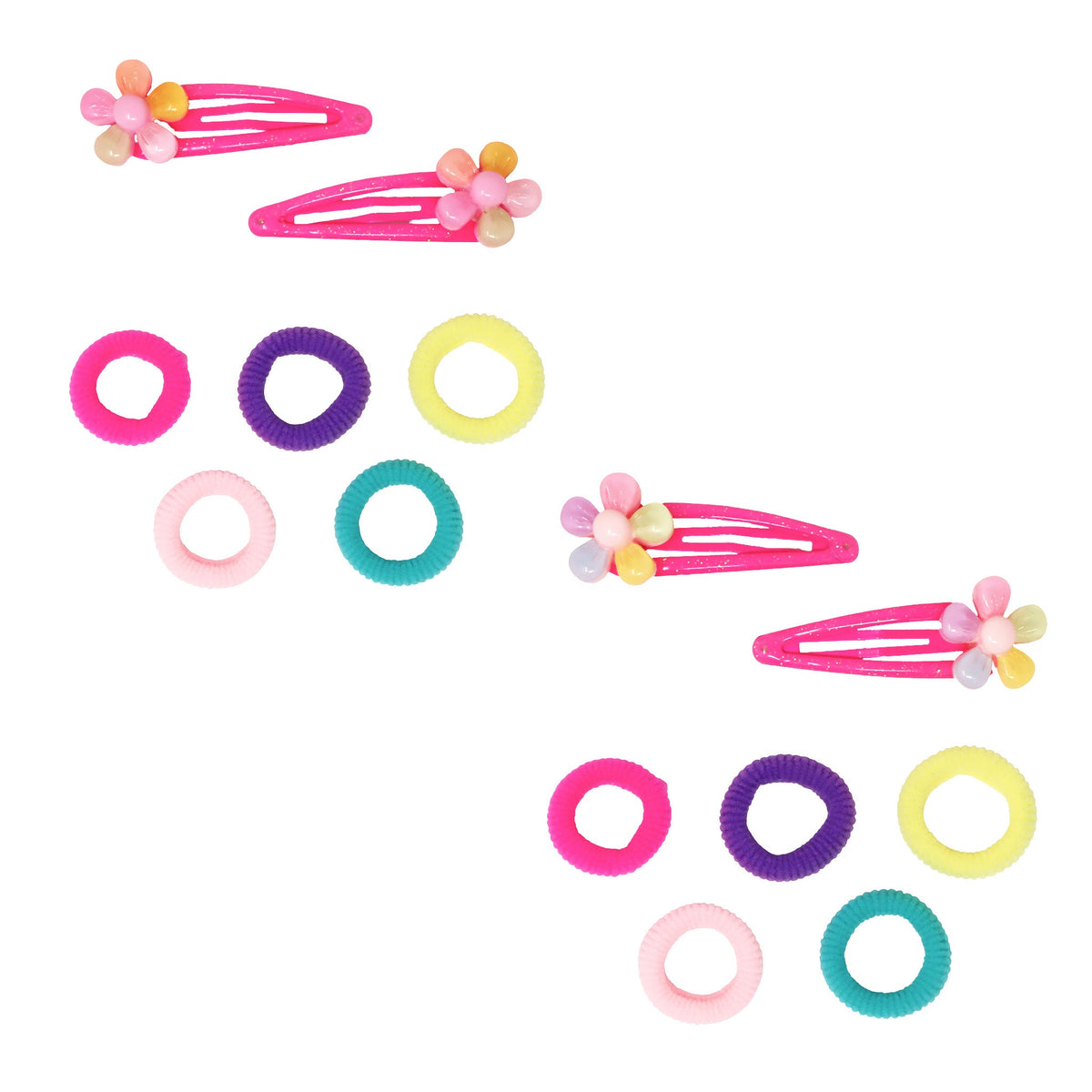 Pink Poppy Pom Pom Hair Clips & Elastics