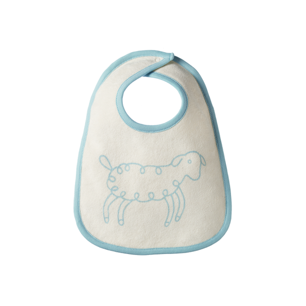 Nature Baby Bib Sea Blue Lamb Print in Multi 0-6m