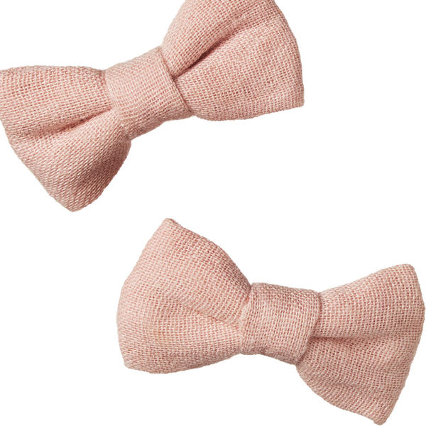 Nature Baby Small Bow Hair Clips 2 Pack in Rose Dust