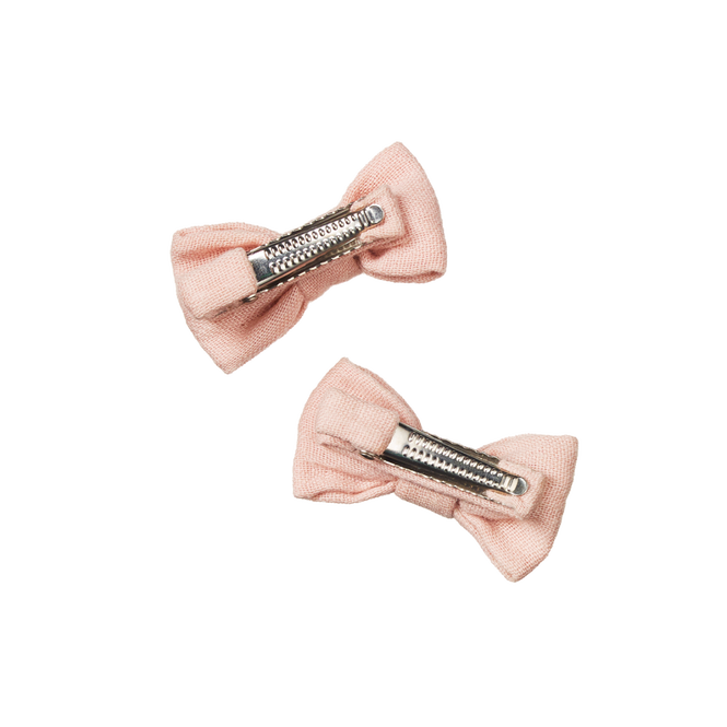 Nature Baby Small Bow Hair Clips 2 Pack in Rose Dust