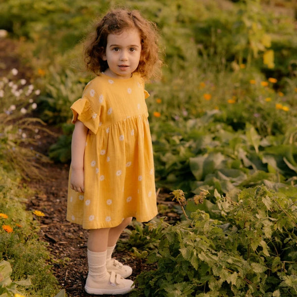 Nature Baby Clara Dress Chamomile Sunshine Print in Multi