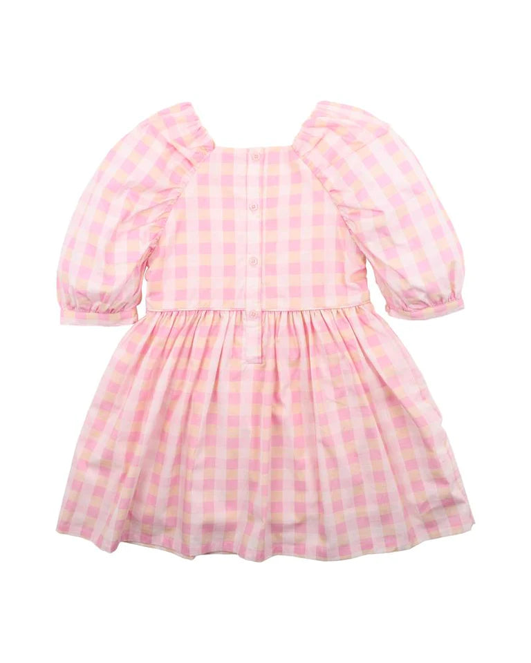 Bebe retro check dress in pink
