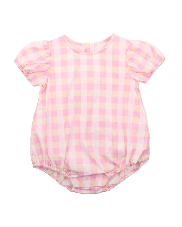 Fox & Finch retro check print bodysuit in pink