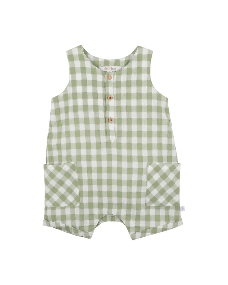 Fox & Finch green gingham romper