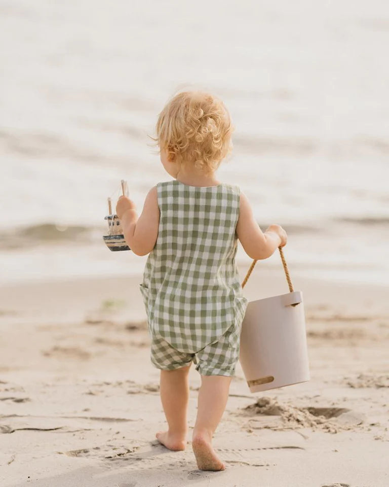 Fox & Finch green gingham romper