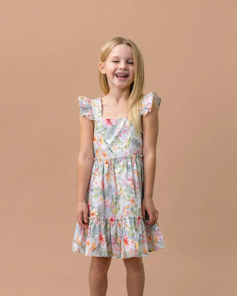 Fox & Finch budgie blue floral dress