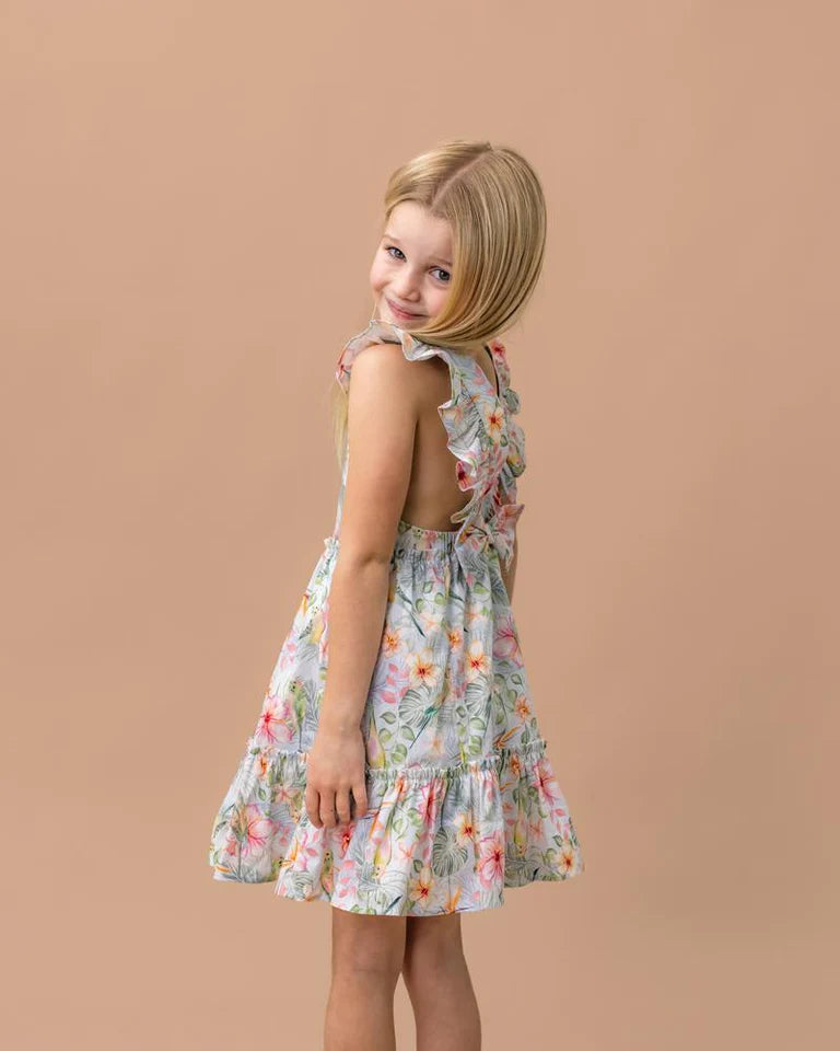 Fox & Finch budgie blue floral dress