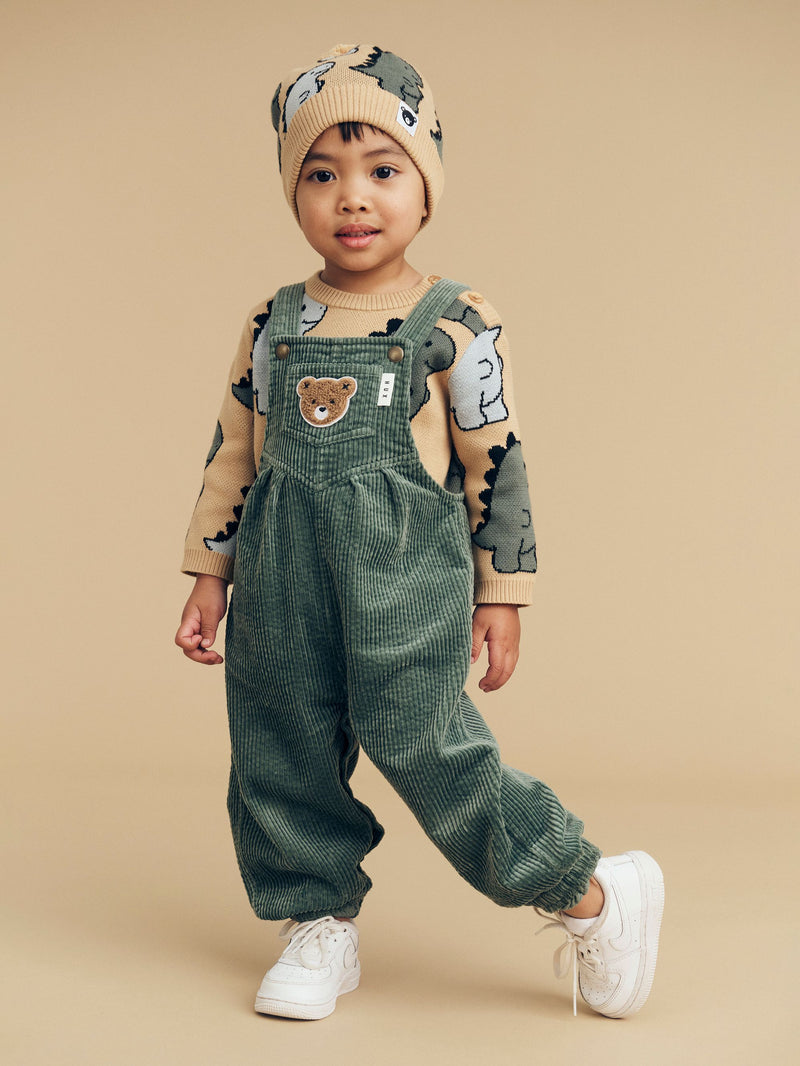 Huxbaby Light Spruce Cord Overalls in Green