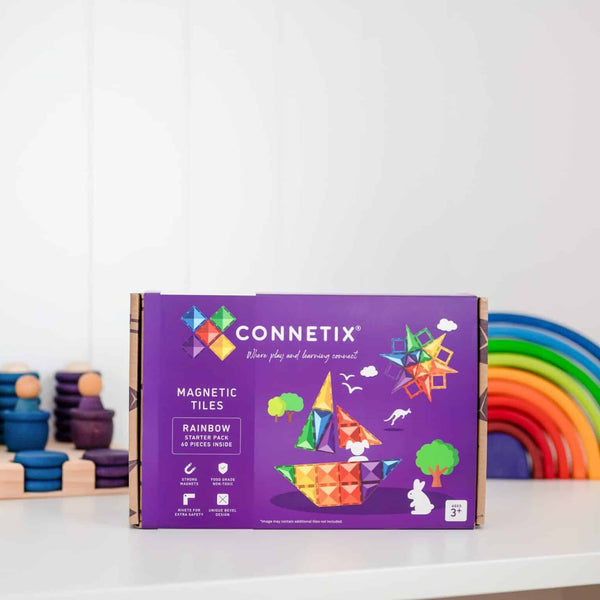 Connetix Magnetic Tiles - 60 Pc Rainbow Starter Set
