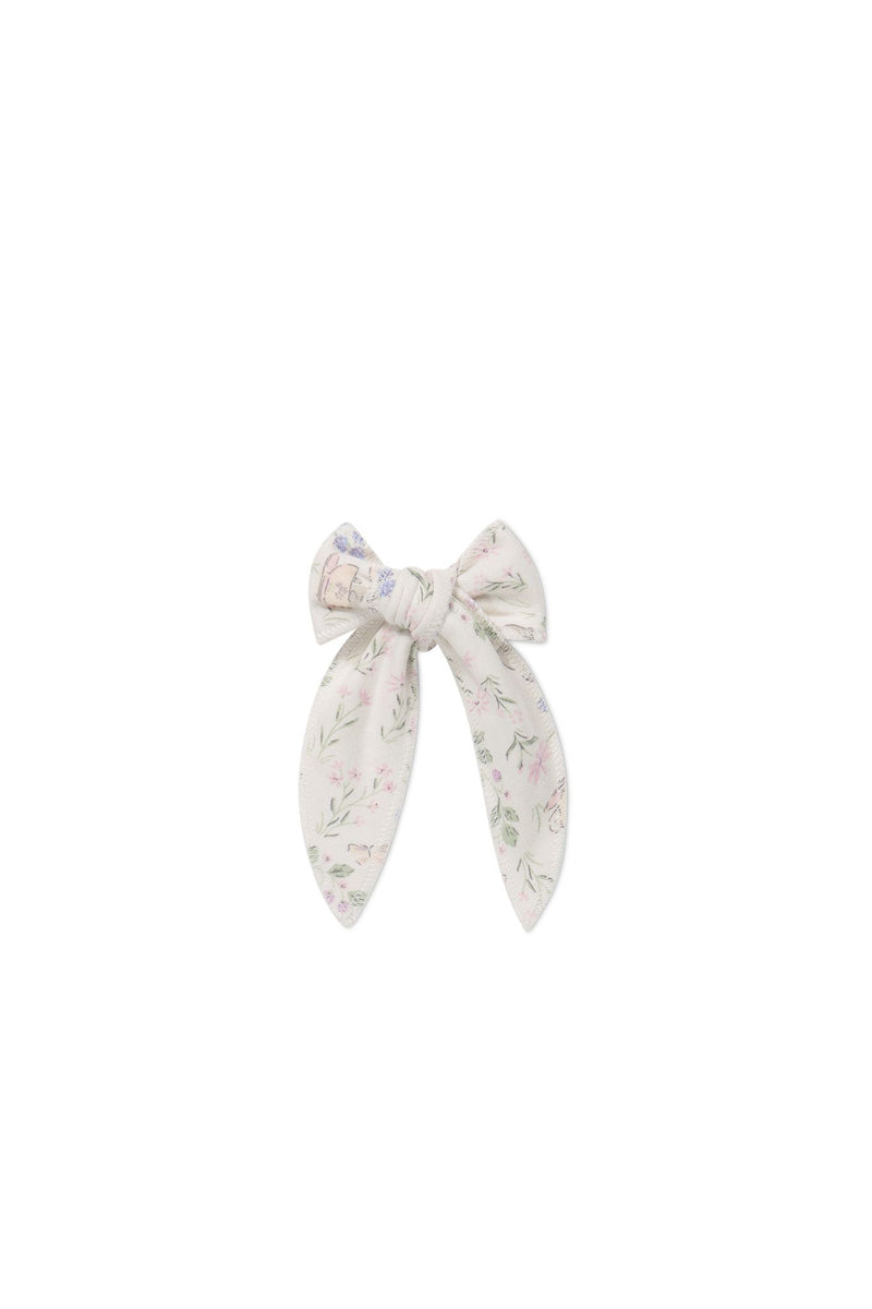 Jamie Kay Organic Cotton Bow Hair Clip Moons Garden Lavender