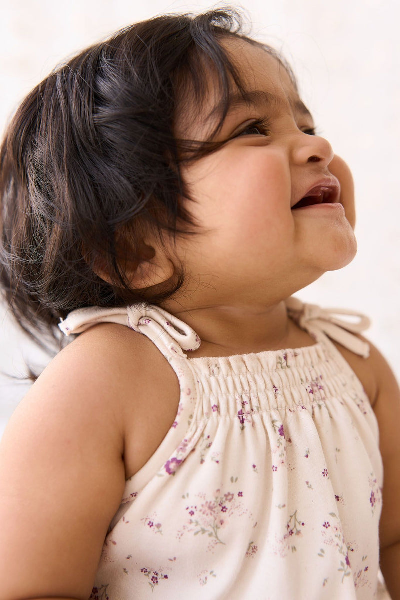 Jamie Kay organic Cotton Cassie Playsuit Sweet William Floral Natural in cream