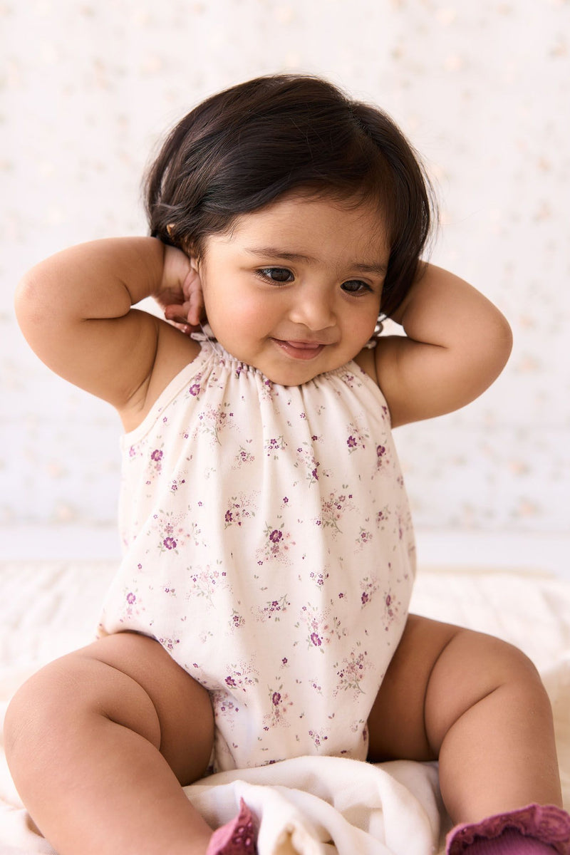 Jamie Kay organic Cotton Cassie Playsuit Sweet William Floral Natural in cream