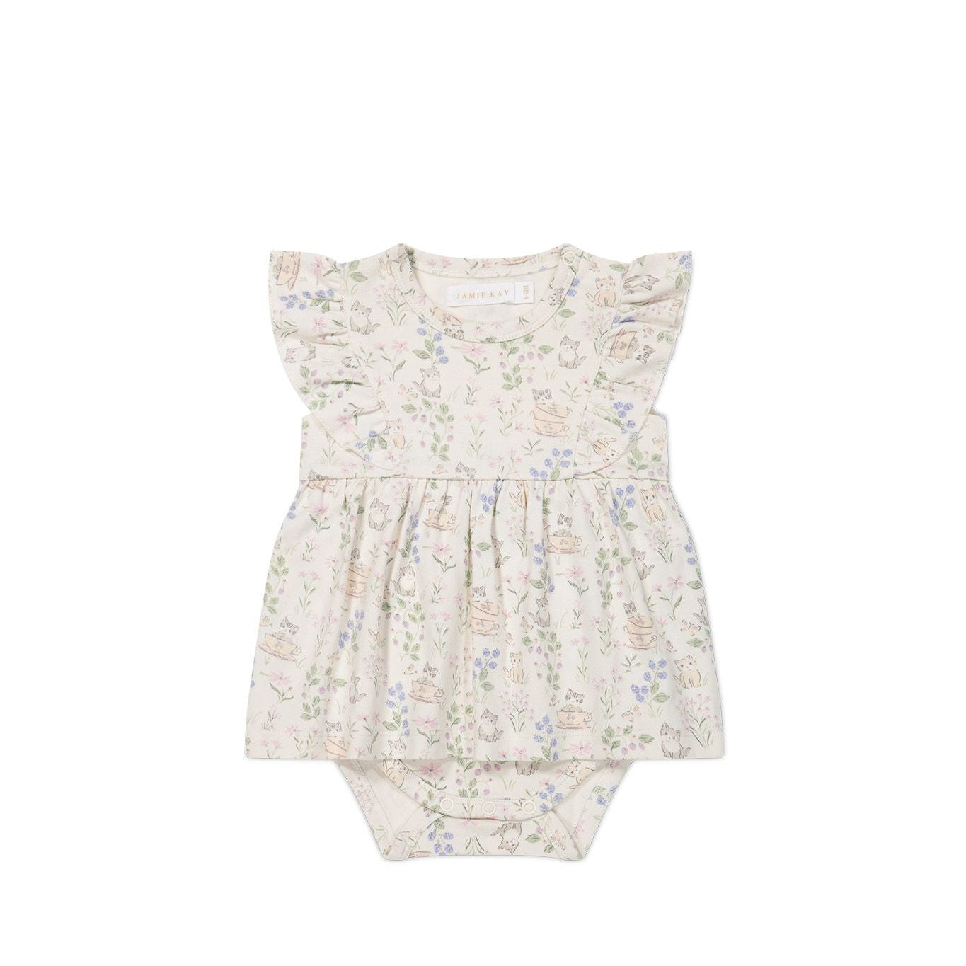 Jamie Kay organic Cotton Elianna Playsuit Moons Garden Lavender in Cream