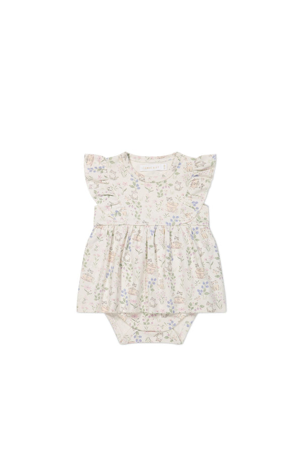 Jamie Kay organic Cotton Elianna Playsuit Moons Garden Lavender in Cream