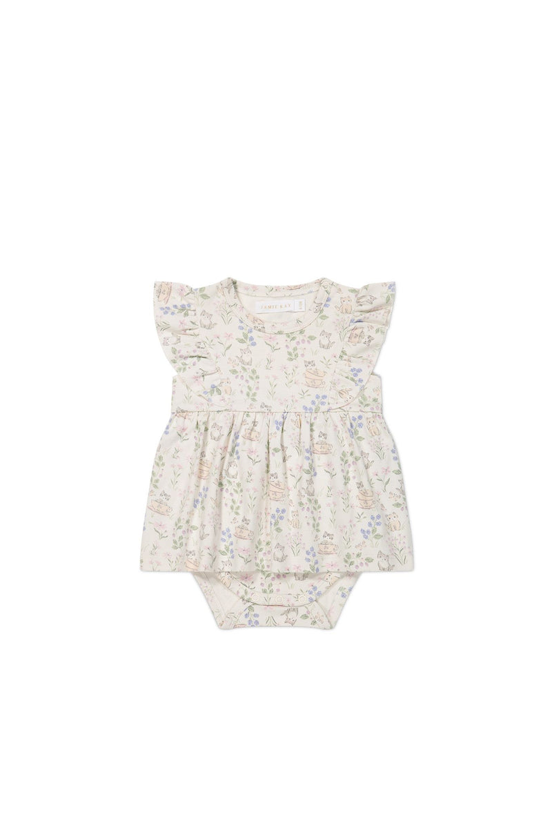 Jamie Kay organic Cotton Elianna Playsuit Moons Garden Lavender in Cream