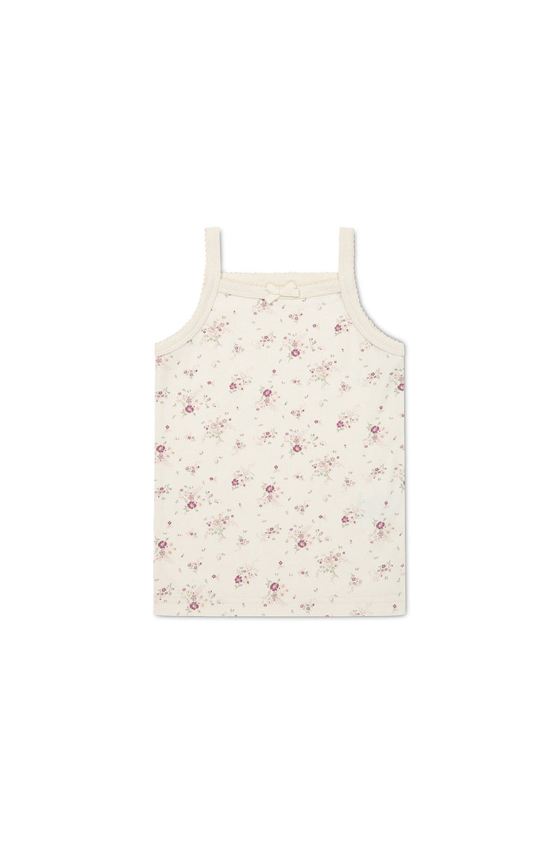 Jamie Kay Organic Cotton Singlet Sweet William Floral Natural in cream