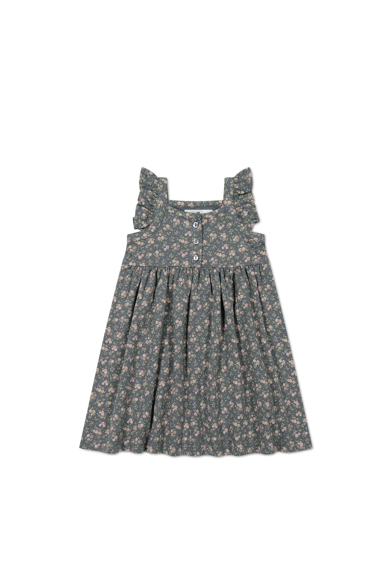 Jamie Kay Organic Cotton Sienna Dress Rosalie Floral Lava in Grey