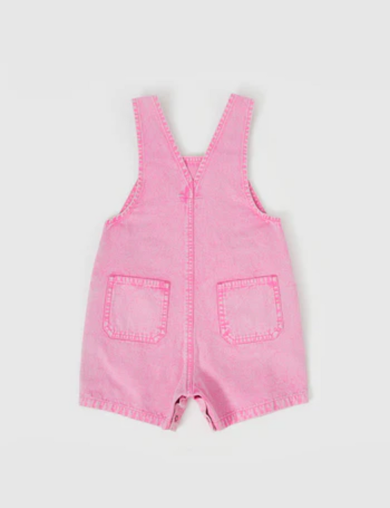Goldie & Ace Burton Vintage Washed Denim Overalls Bubblegum in Pink