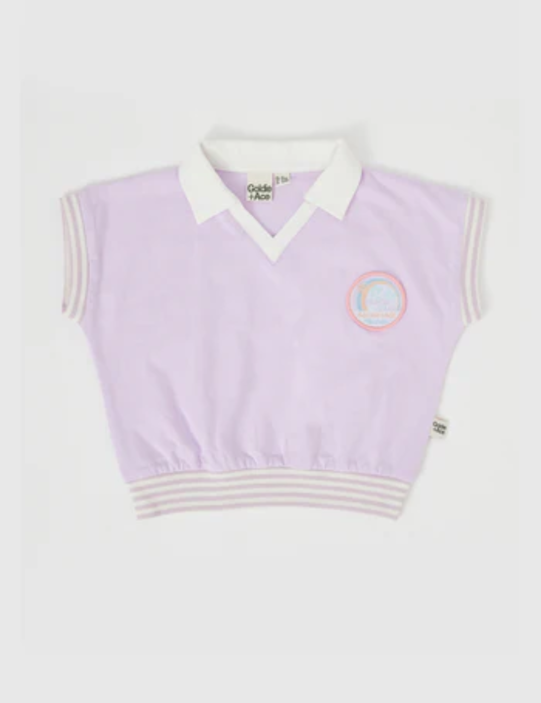 Goldie & Ace Beach Club Collared Relaxed Tee Lilac in Purple