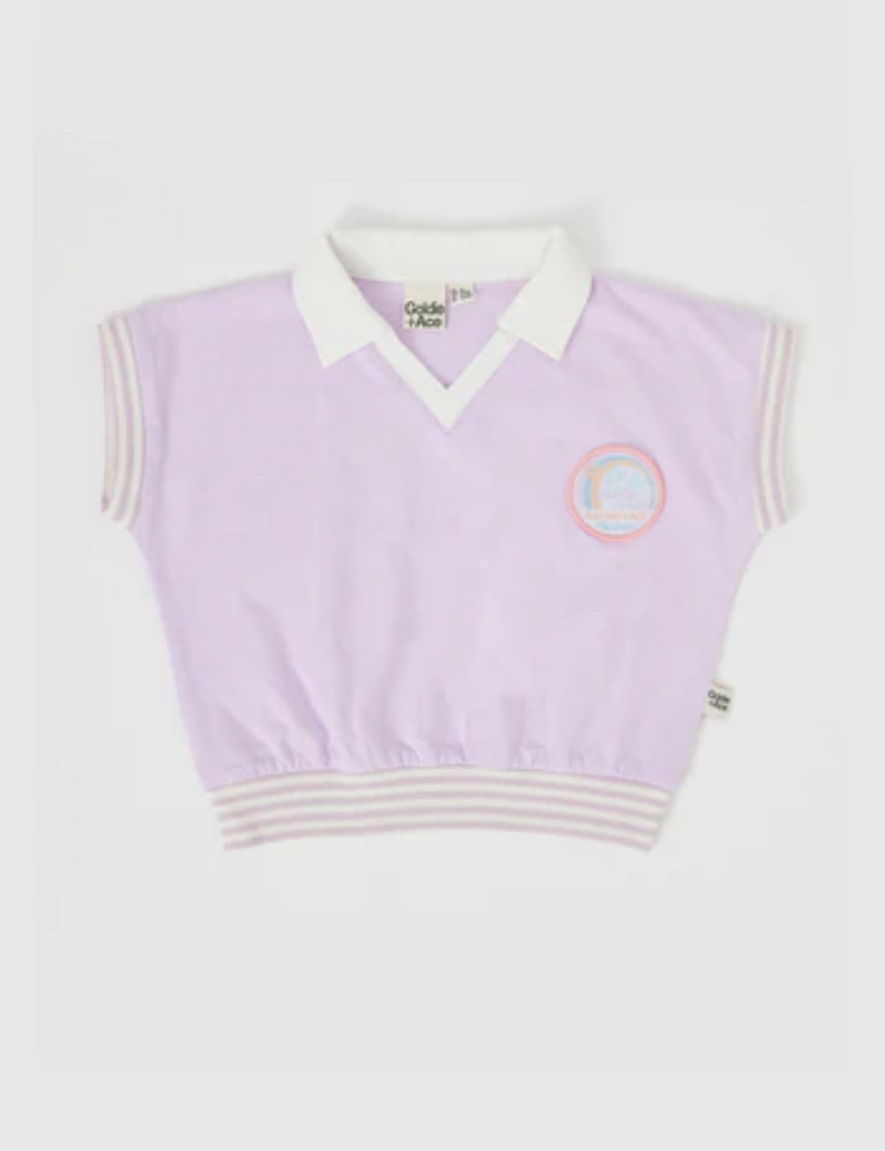Goldie & Ace Beach Club Collared Relaxed Tee Lilac in Purple