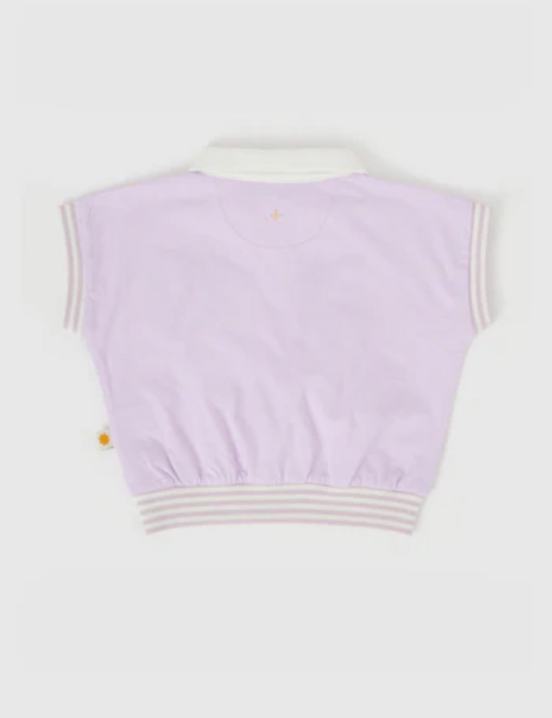 Goldie & Ace Beach Club Collared Relaxed Tee Lilac in Purple