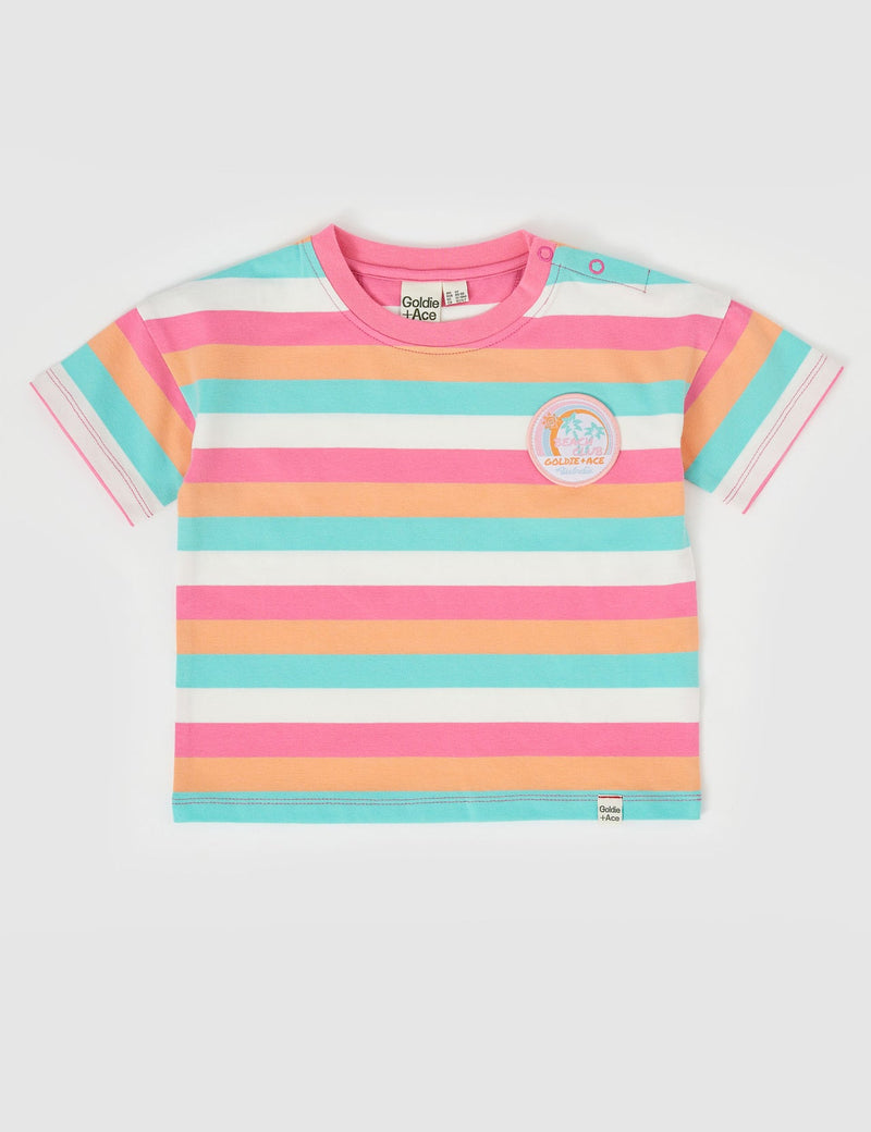 Goldie & Ace Beach Club Summer Stripe T-Shirt in Multicolour